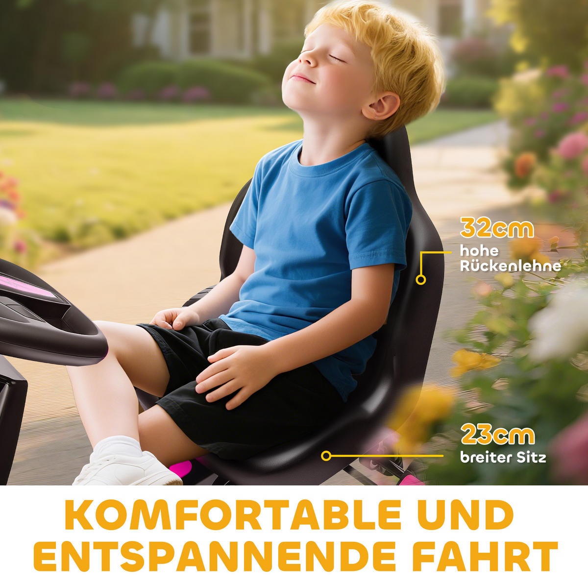 KINDER-GOKART Kunststoff Metall Rosa - Rosa, Kunststoff (100/59/60.5cm) - AIYAPLAY
