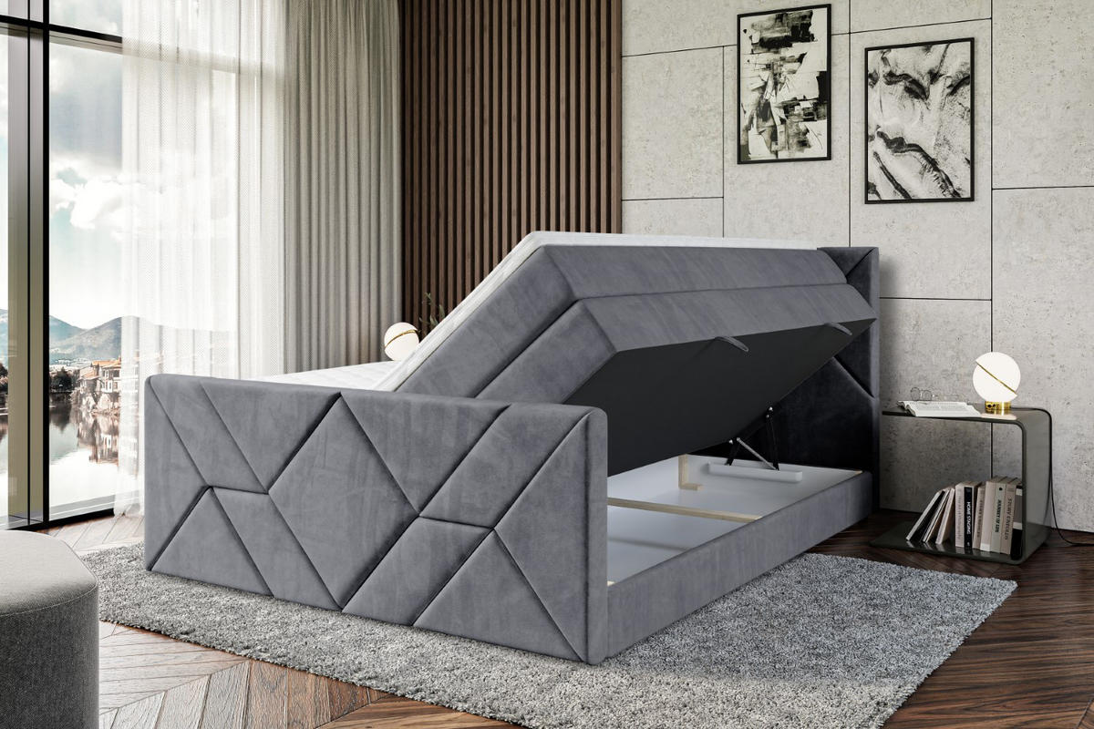 BOXSPRINGBETT BARWA-Z KING - 200x200 - H3/H4 - Dunkelgrau - Dunkelgrau, Holzwerkstoff (200/200cm) - ALTDECOR