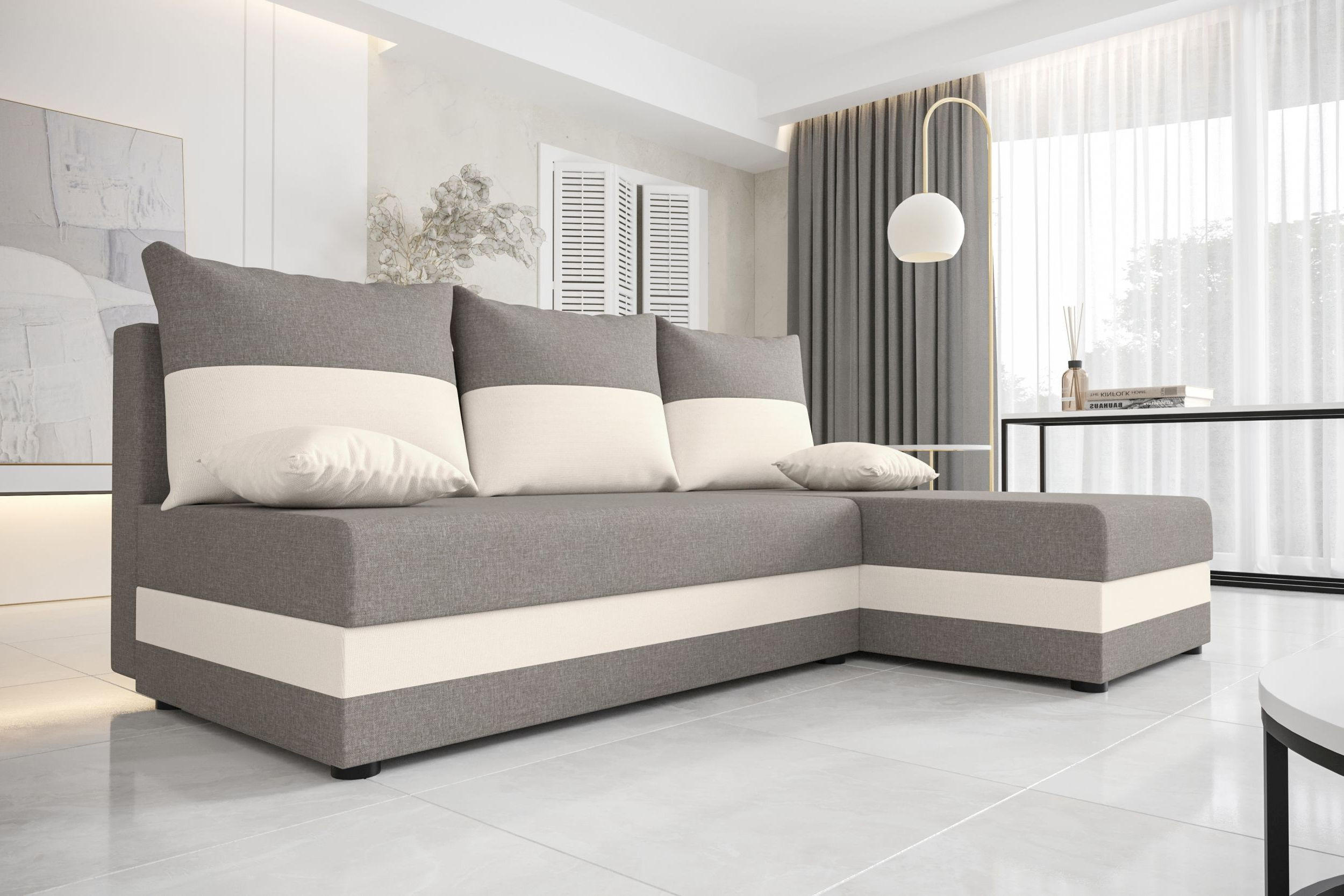 ECKSOFA HEWLET L Sawana 21+01 Rechts mit Schlaffunktion - Grau, Textil (200/140cm) - Bedante