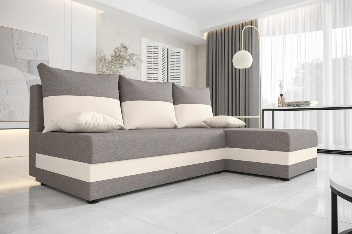 ECKSOFA HEWLET L Sawana 21+01 Rechts mit Schlaffunktion - Grau, Textil (200/140cm) - Bedante