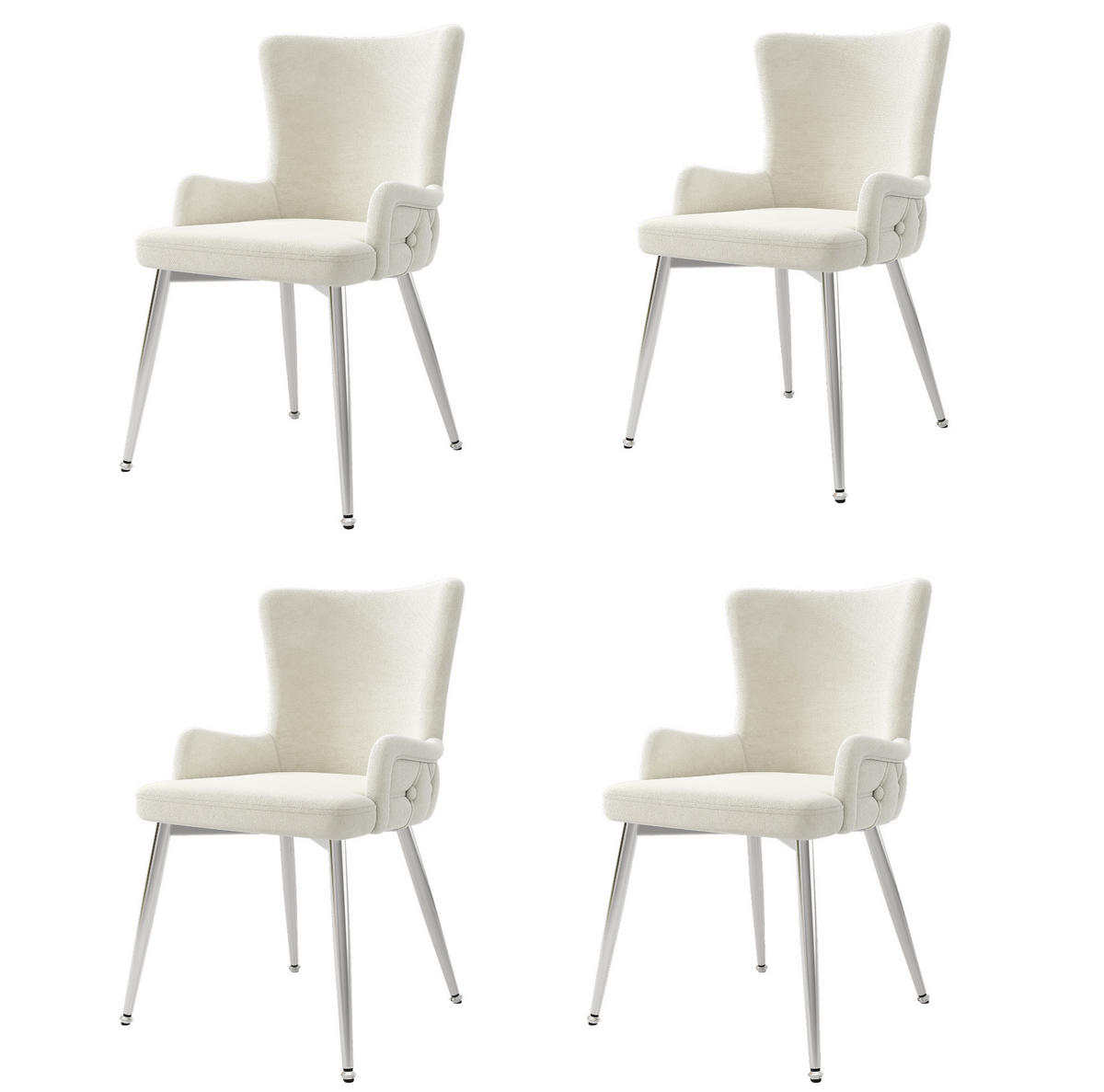 ESSZIMMERSTUHL 4er-Set Samt Beige mit Metallbeinen - Beige, Metall (47/85/49.1cm) - Meubliv