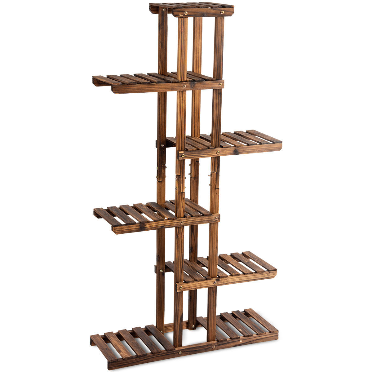 Costway Pflanzenregal Braun 75x140x25 cm