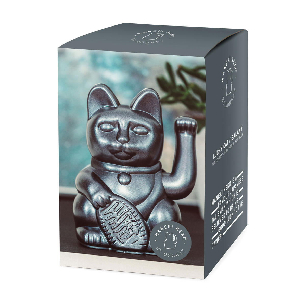WINKEKATZE Lucky Cat Maneki Neko, Kunststoff, Galaxy, 15 cm - Blau, Kunststoff (10.5/15/8.5cm) - Donkey Products