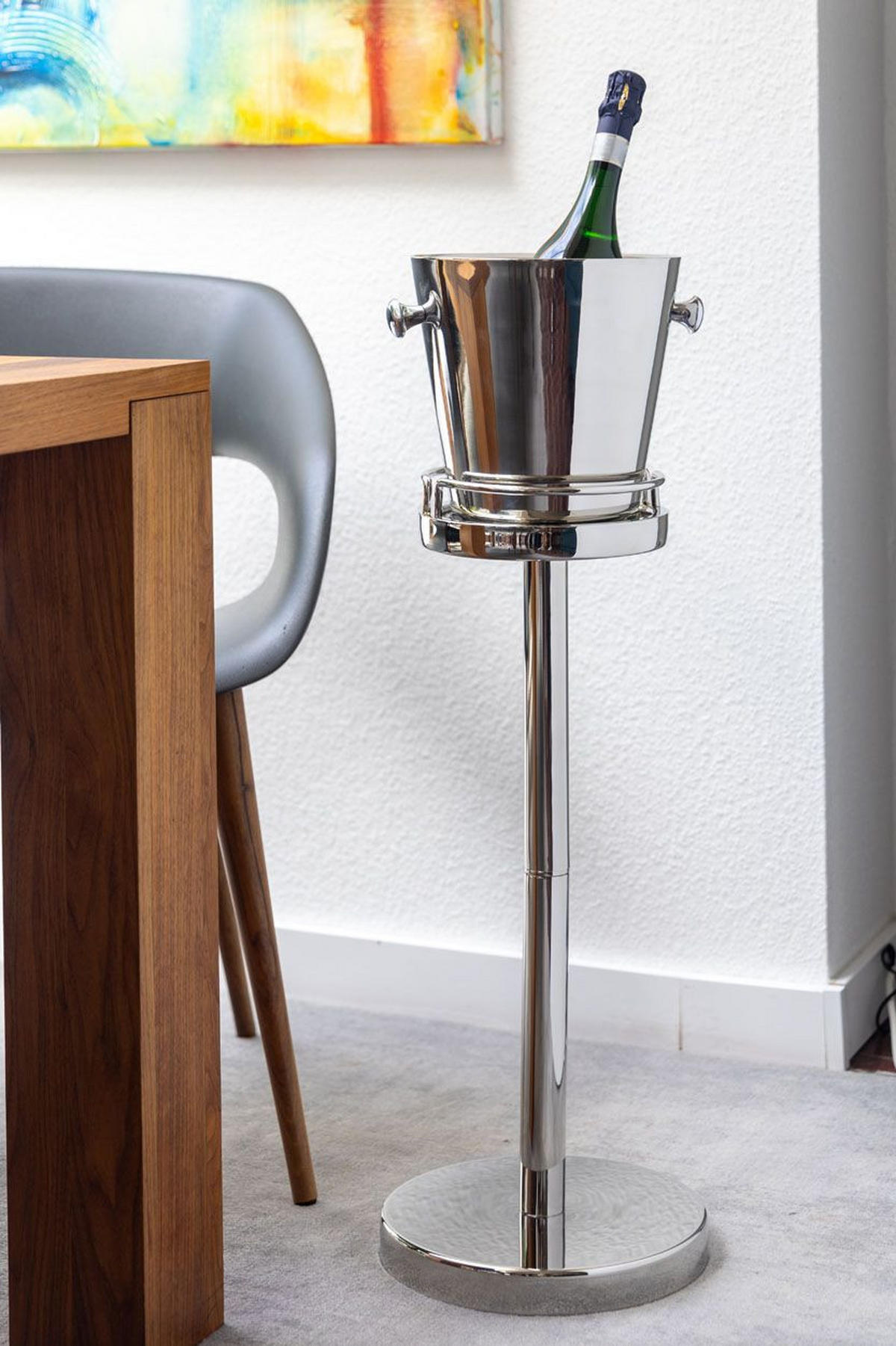 CHAMPAGNER-/FLASCHENKÜHLER Ständer (H) 64 x (Ø-oben) 21 cm - Silberfarben, Paraffin (21/64cm) - Hermann Bauer jun. Kollektion GmbH