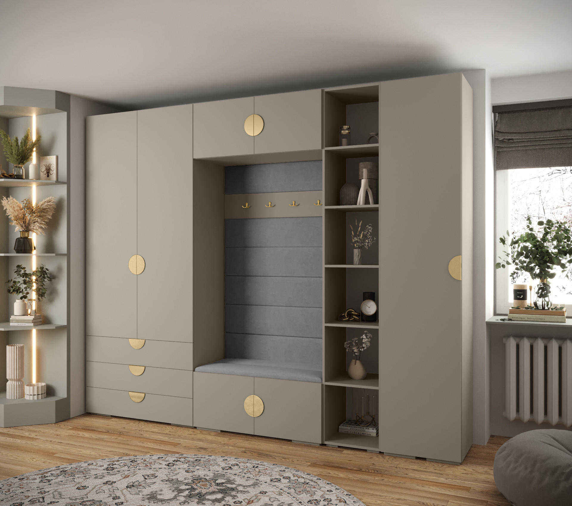 GARDEROBEN-SET 236,7/290/47 - Kaschmir/Goldfarben, Holz/Metall (290/236.7/47cm) - Abiks Möbel