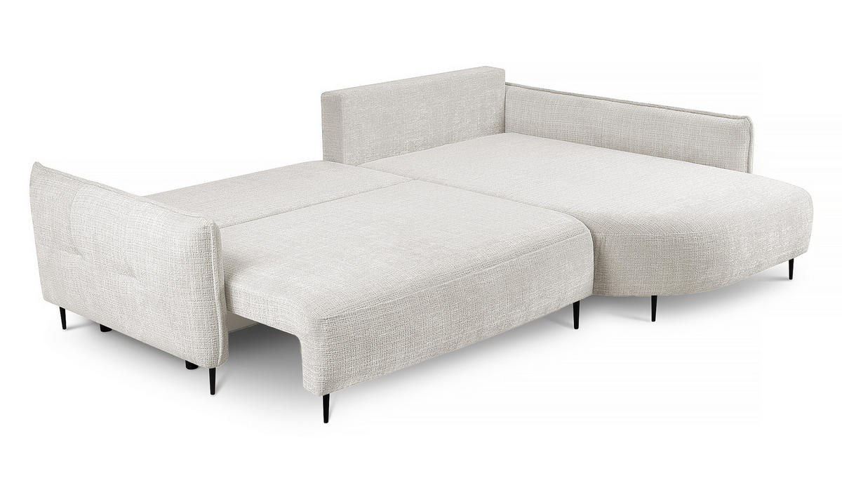 ECKSOFA Oblivio Cremeweiß Chenille - Creme/Schwarz, Textil/Metall (285/200cm) - Selsey