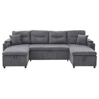 4-SITZER Wohnlandschaft Cord mit 2 Chaiselongues Stauraum und USB-Anschluss 272/136/86 cm Anthrazit - Anthrazit, Textil (136/86/272cm) - Redom
