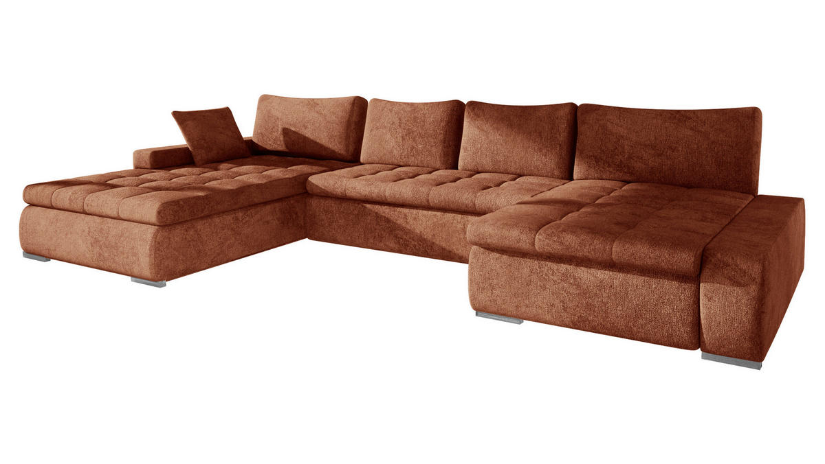 WOHNLANDSCHAFT Caro - Silberfarben/Bronzefarben, Holz/Textil (394/80/213cm) - MIRJAN24