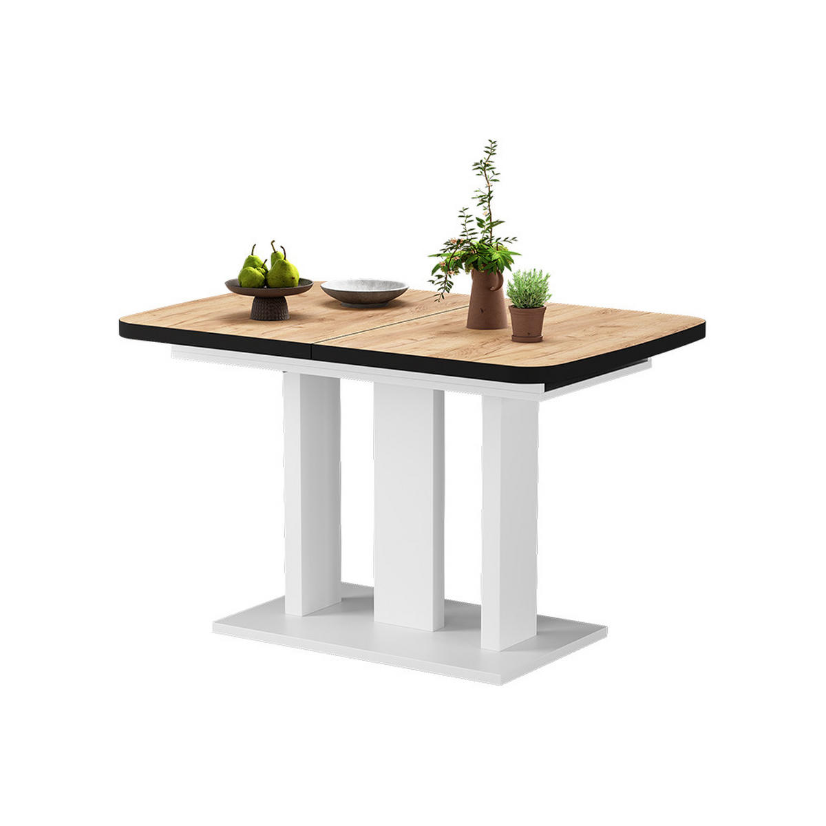 ROZKLÁDACÍ JÍDELNÍ STŮL Fenaro Černá/zlatý dub/bílá - medově dubová, kompozitní dřevo (80/120/77.3cm) - Vicco