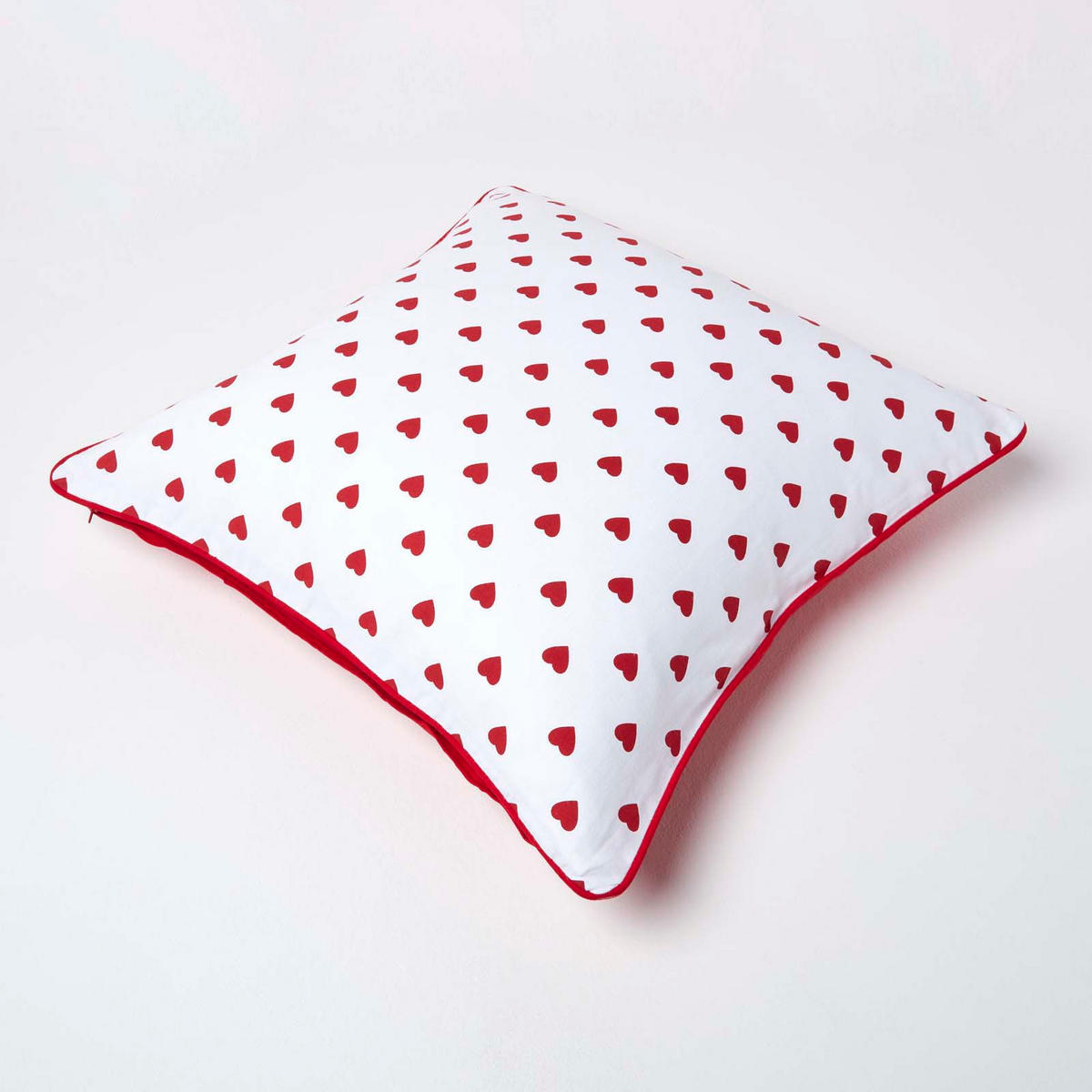 KISSENHÜLLE Herzen 60/60 cm, 100% Baumwolle - Rot, Textil (60/60cm) - Homescapes