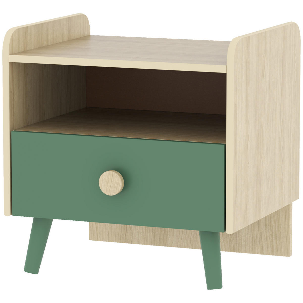 NACHTTISCH DE-18632 mit Schublade und Fach Holzoptik - Grün, Holzwerkstoff (32.5/40/40cm) - ComfortXL