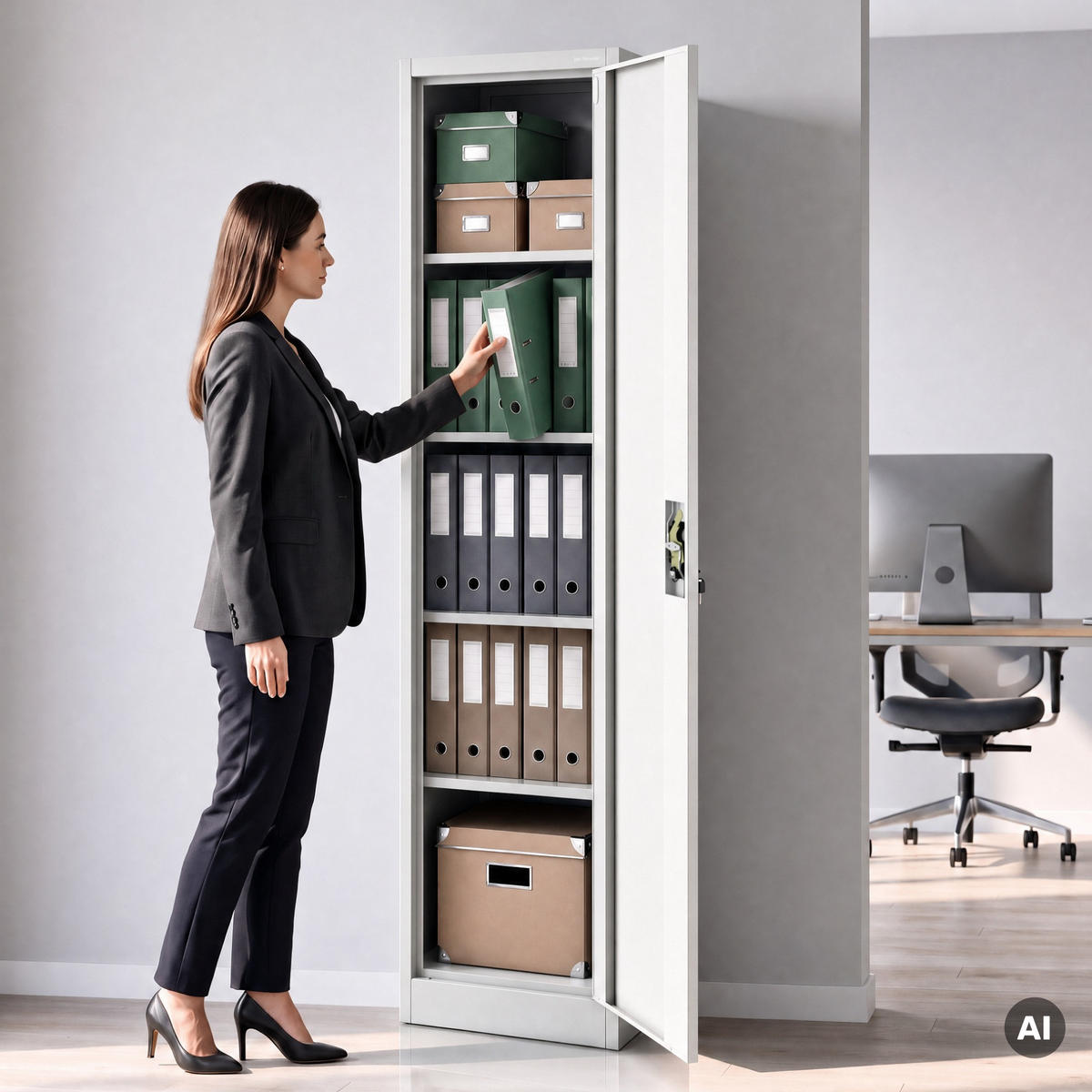 AKTENSCHRANK ALEX - Grau, Metall (45/185/40cm) - Jan Nowak