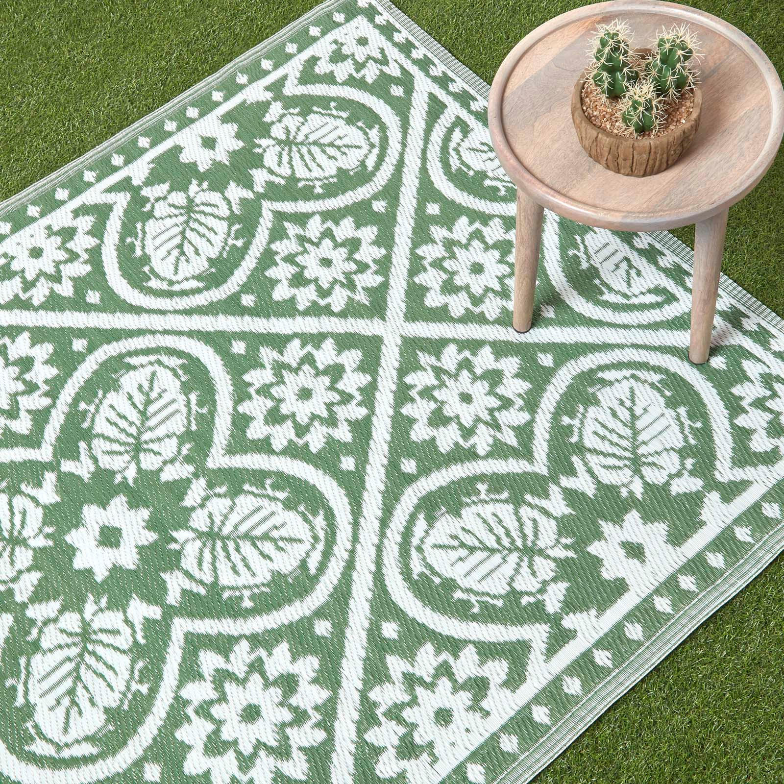 OUTDOORTEPPICH floral gemustert 122/182 cm - Grün, Kunststoff (122/182cm) - Homescapes