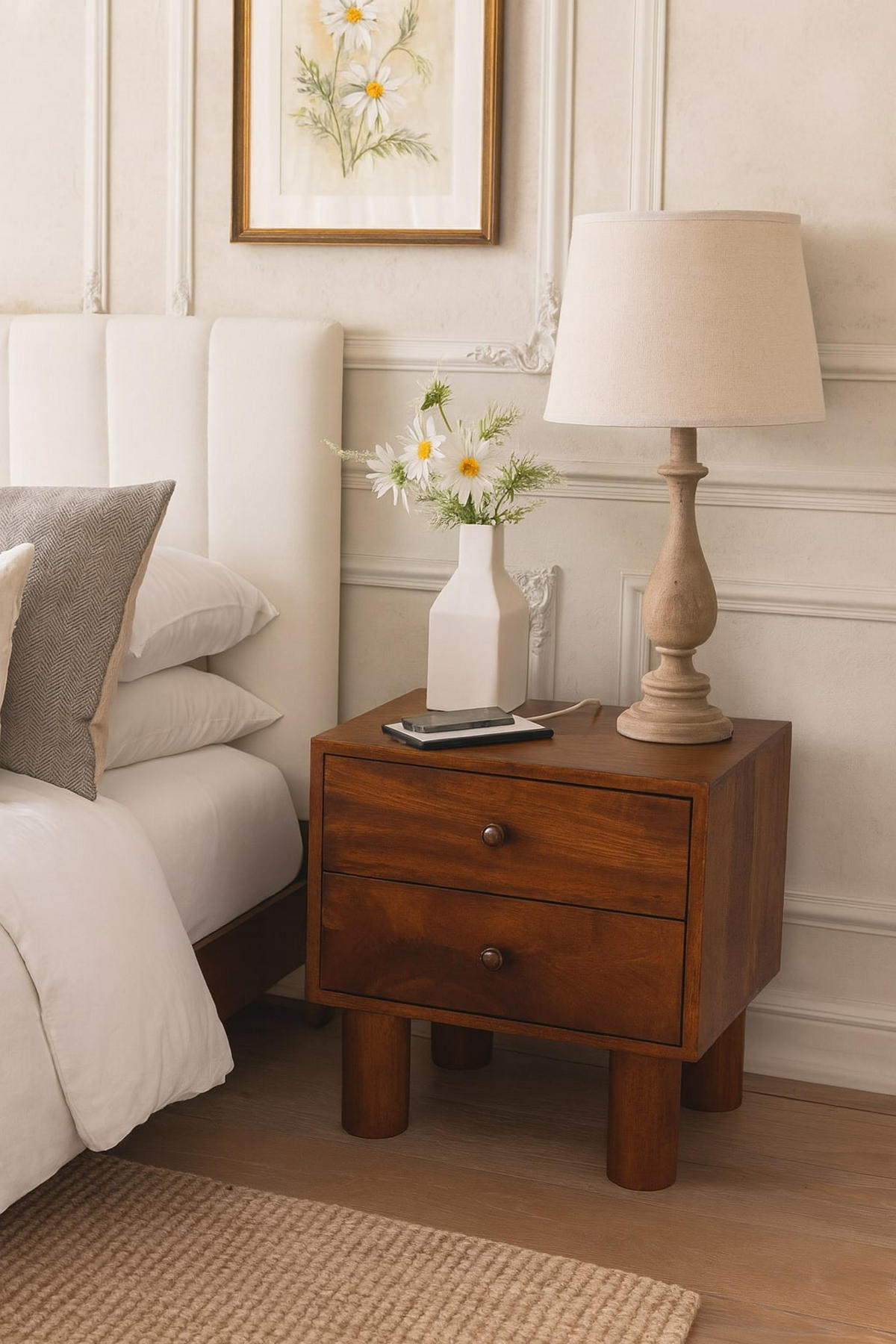 NACHTTISCH mit Kastanien-Finish, 2 Schubladen, dunkelbraun. - Dunkelbraun, Holz (45/39/35cm) - Artisan Furniture