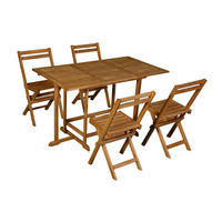 GARTENSET ausziehbarer Tisch + 4 Klappstühle Massivholz CARMEN - Naturfarben, Holz - Miliboo