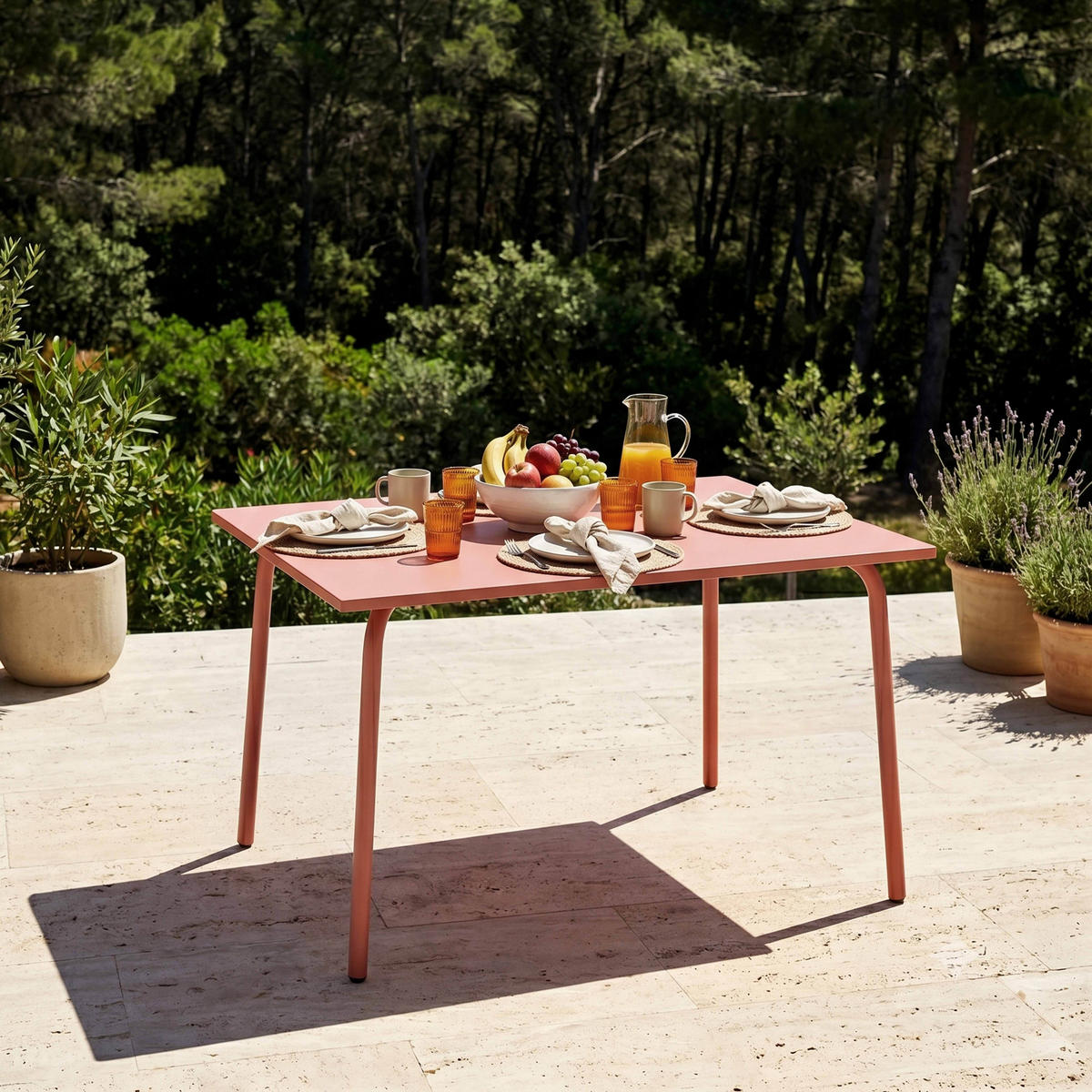 GARTENTISCH , Lehm - Pink, Metall (120/70/72cm) - Oviala