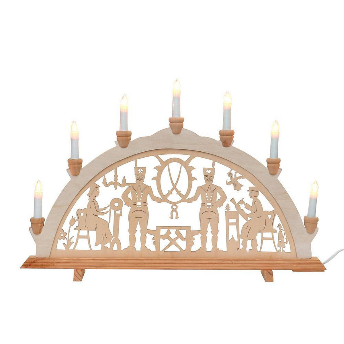 SCHWIBBOGEN Bergleute 7-flammig - Multicolor, Holz (0.1/1/0.1cm) - Dekoteam24