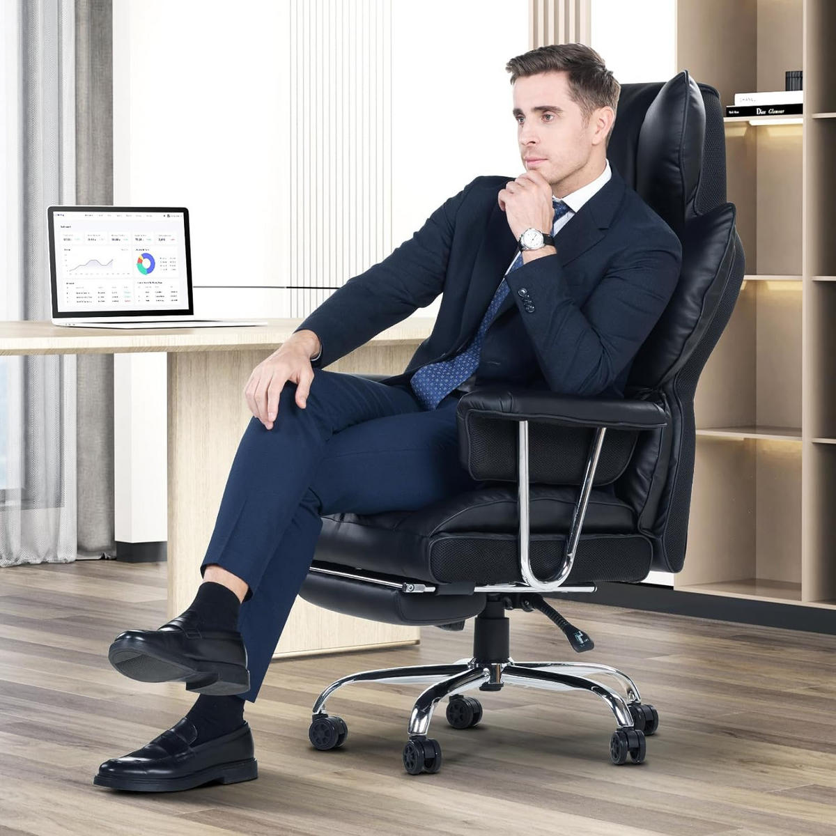 BÜROSTUHL Schwarz ergonomisch mit hochdichter Schaumstoffpolsterung - Schwarz, Metall (63.5/31.5/91.5cm) - Rattrix