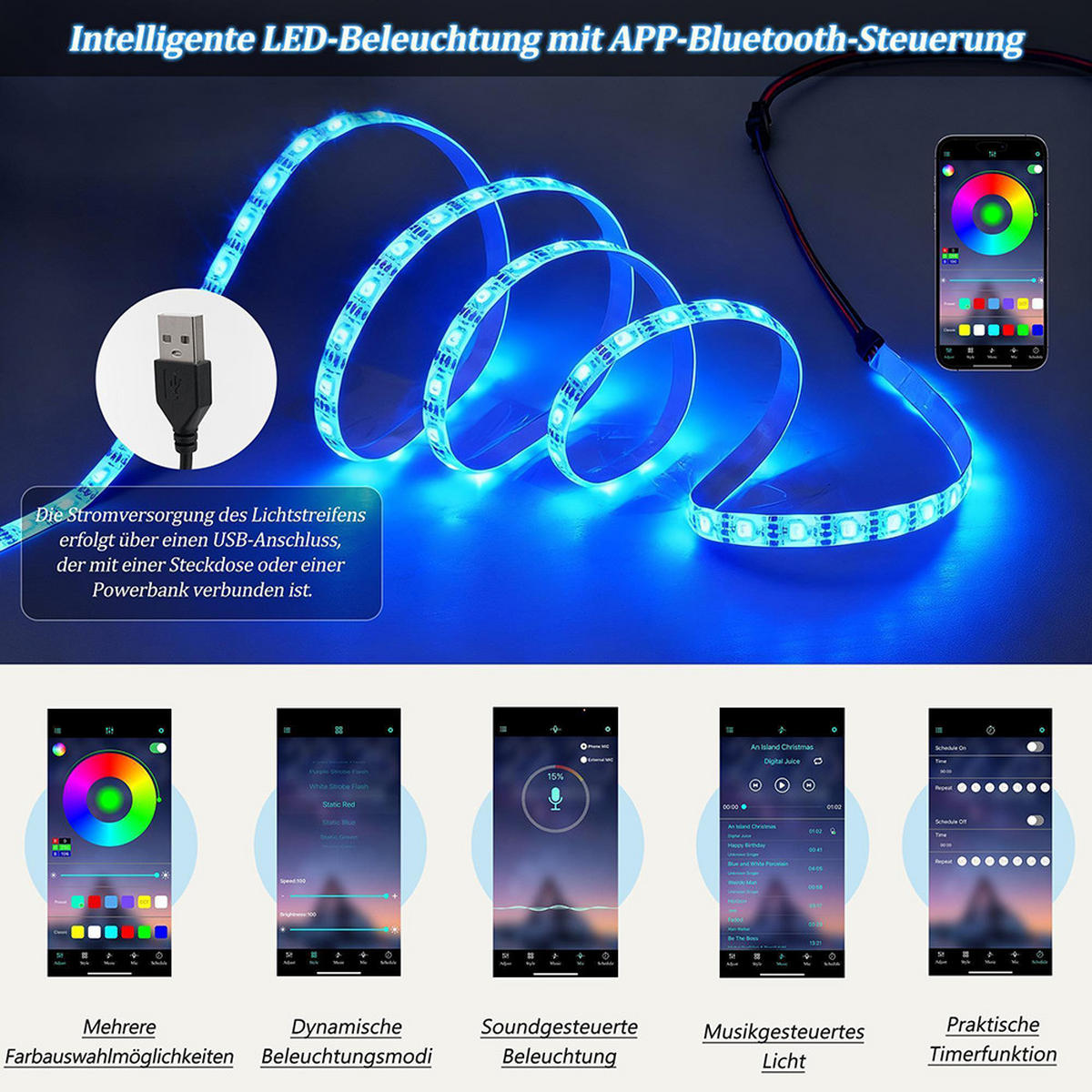 COUCHTISCH in 100x50x35cm mit LED-Licht, Schwarz - Schwarz, Holzwerkstoff (100/50/35cm) - KOMHTOM