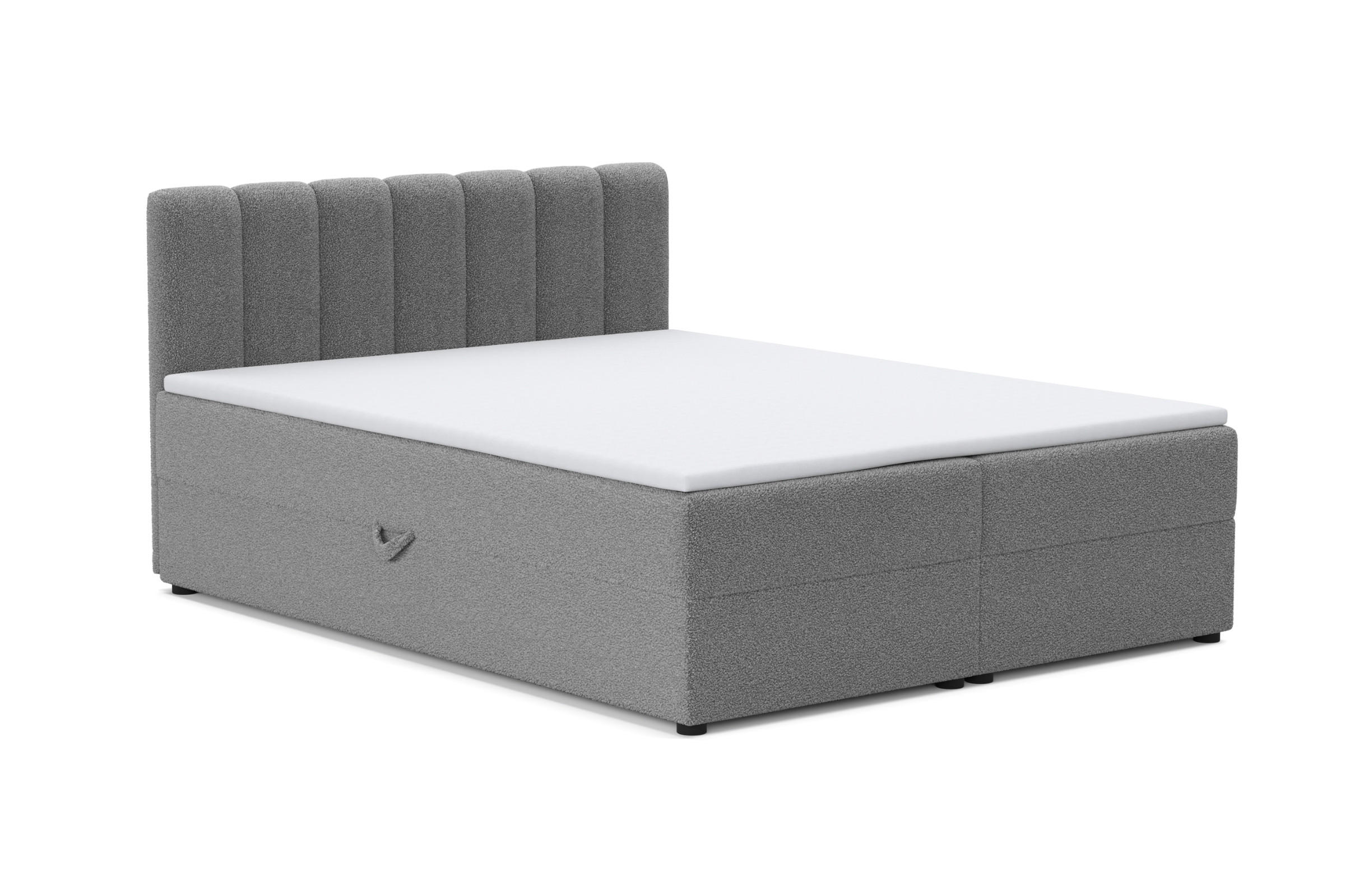 BOXBETT VANESSA 140/200 in Boucle Grau H4 - Grau, Holz/Holzwerkstoff (140/200cm) - Deine Möbel 24