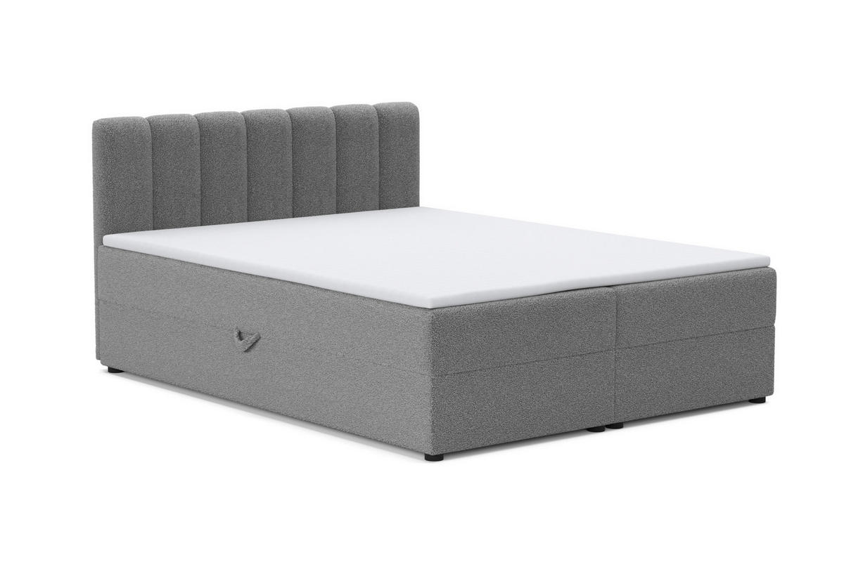 BOXBETT VANESSA 140/200 in Boucle Grau H4 - Grau, Holz/Holzwerkstoff (140/200cm) - Deine Möbel 24