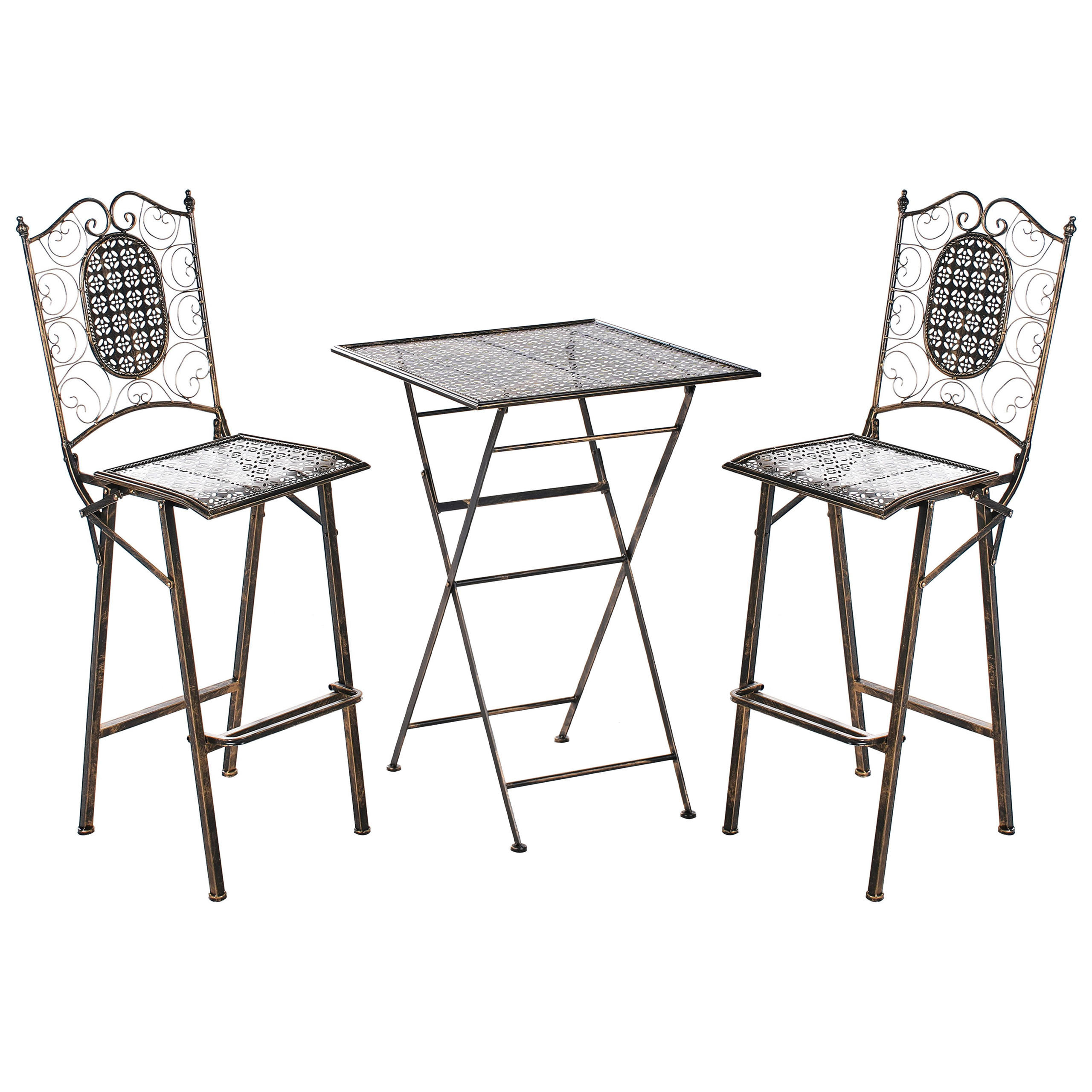 GARTENBAR Set klappbar Metall Schwarz Bormio - Goldfarben/Schwarz, Metall - Beliani