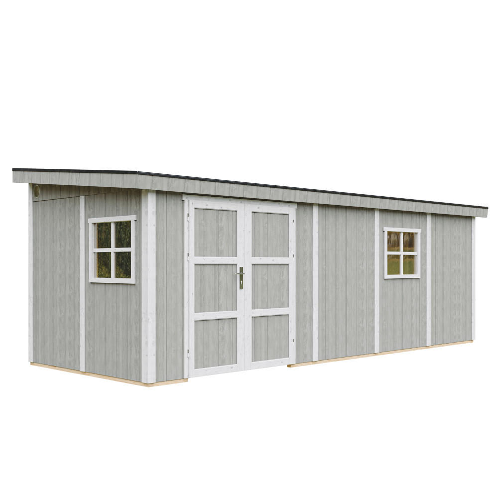 GARTENHAUS 14,3 m² - H231x248x648 cm - Ohne Boden und Seitenwand – M941B-TUNDRA GREY - Grau, Holz (236/231/604cm) - Timbela