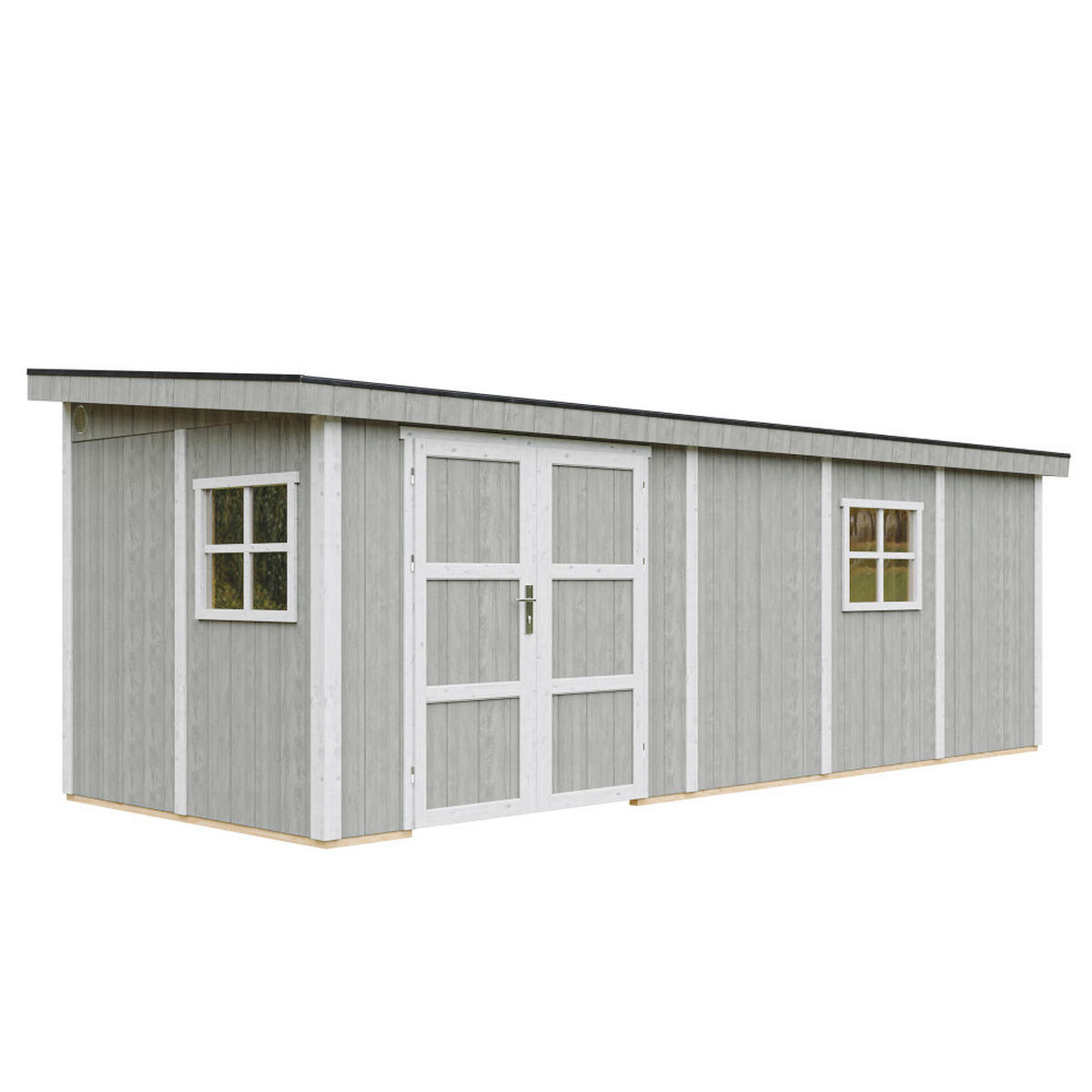 GARTENHAUS 14,3 m² - H231x248x648 cm - Ohne Boden und Seitenwand – M941B-TUNDRA GREY - Grau, Holz (236/231/604cm) - Timbela