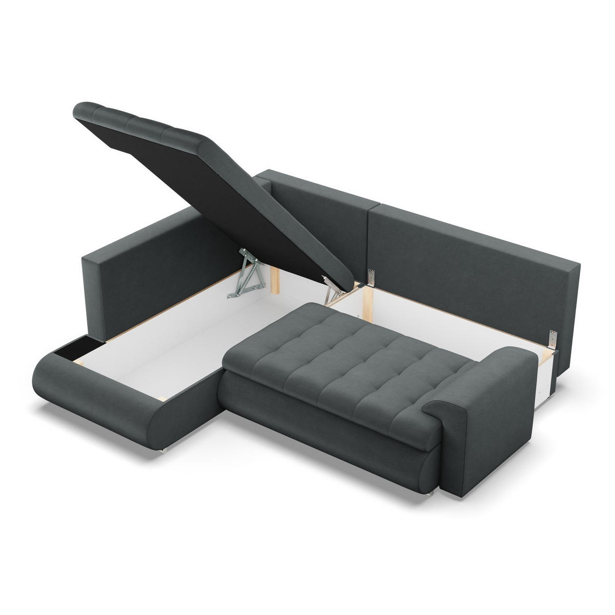 ECKSOFA LINKS MIT SCHLAFFUNKTION FORESTA, Dunkelgrau - Dunkelgrau, Textil (230/200cm) - Mebligo