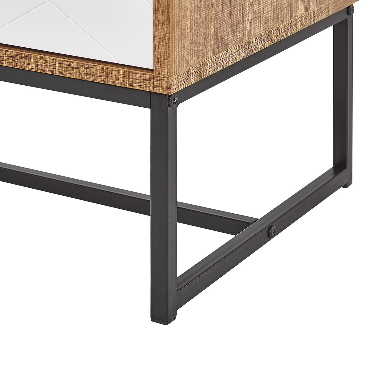 SCHRANK Hellbraun/Weiß Nueva - Weiß, Holzwerkstoff (76/100/39cm) - Beliani