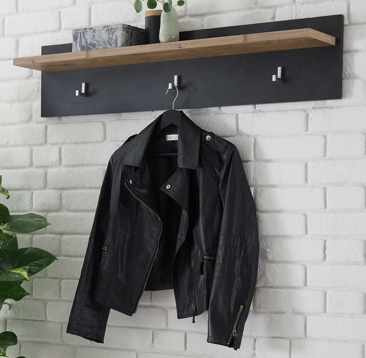 GARDEROBENPANEEL Kastanie und grau Fresco, Flur Wandgarderobe, 107 x 23 cm - Kastanienfarben/Grau, Holzwerkstoff (107/23/18cm) - Furn.Design