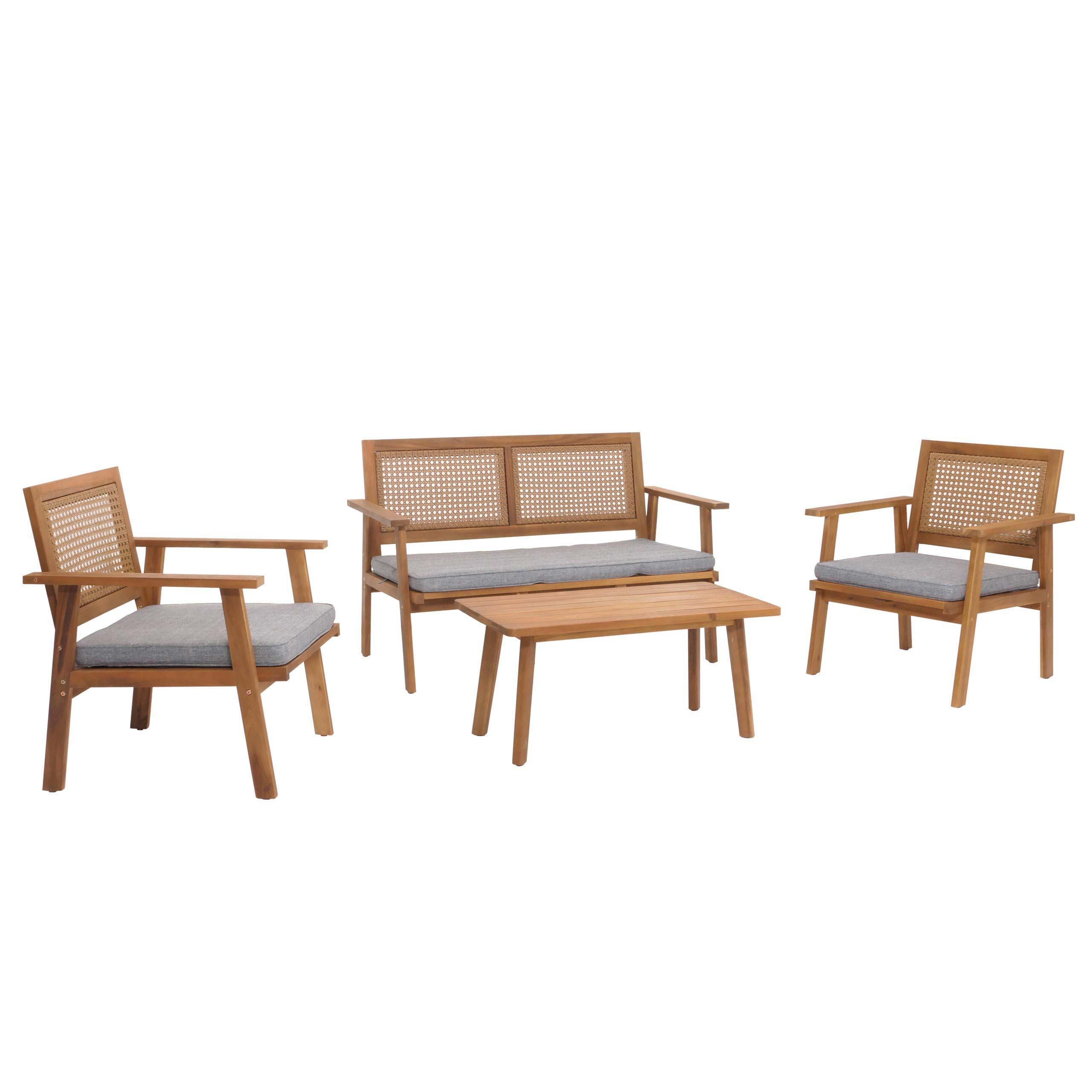 GARTEN-GARNITUR MVG- Grau - Grau, Holz - MCW