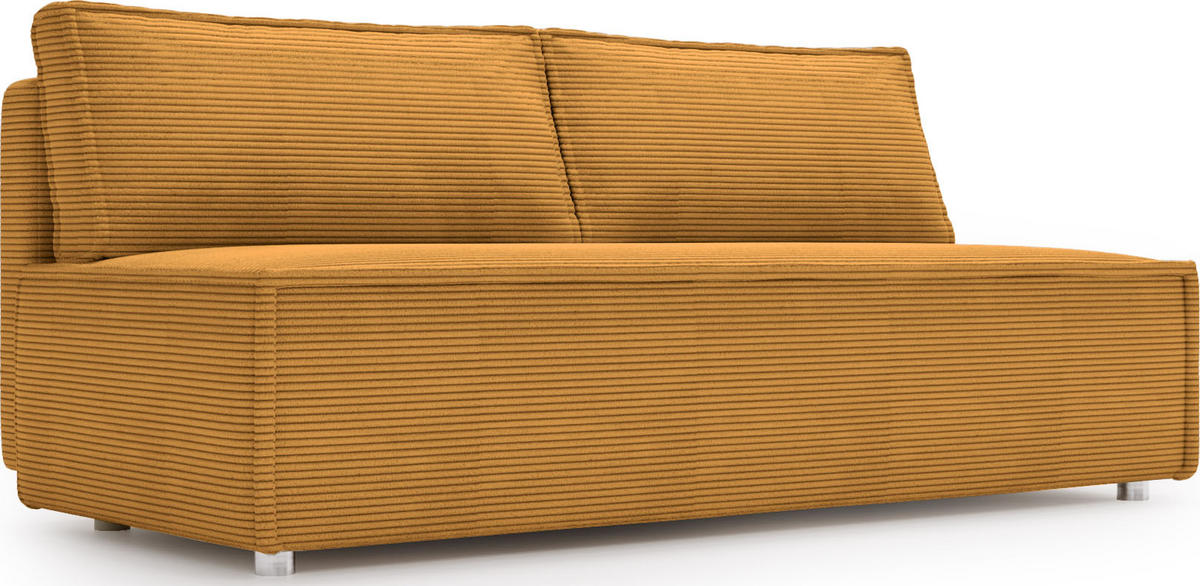 SCHLAFSOFA Diana mit Bettkasten, Senfgelb 200/89/100 cm - Edelstahlfarben/Orange, Textil/Metall (200/89/100cm) - WFL GROUP