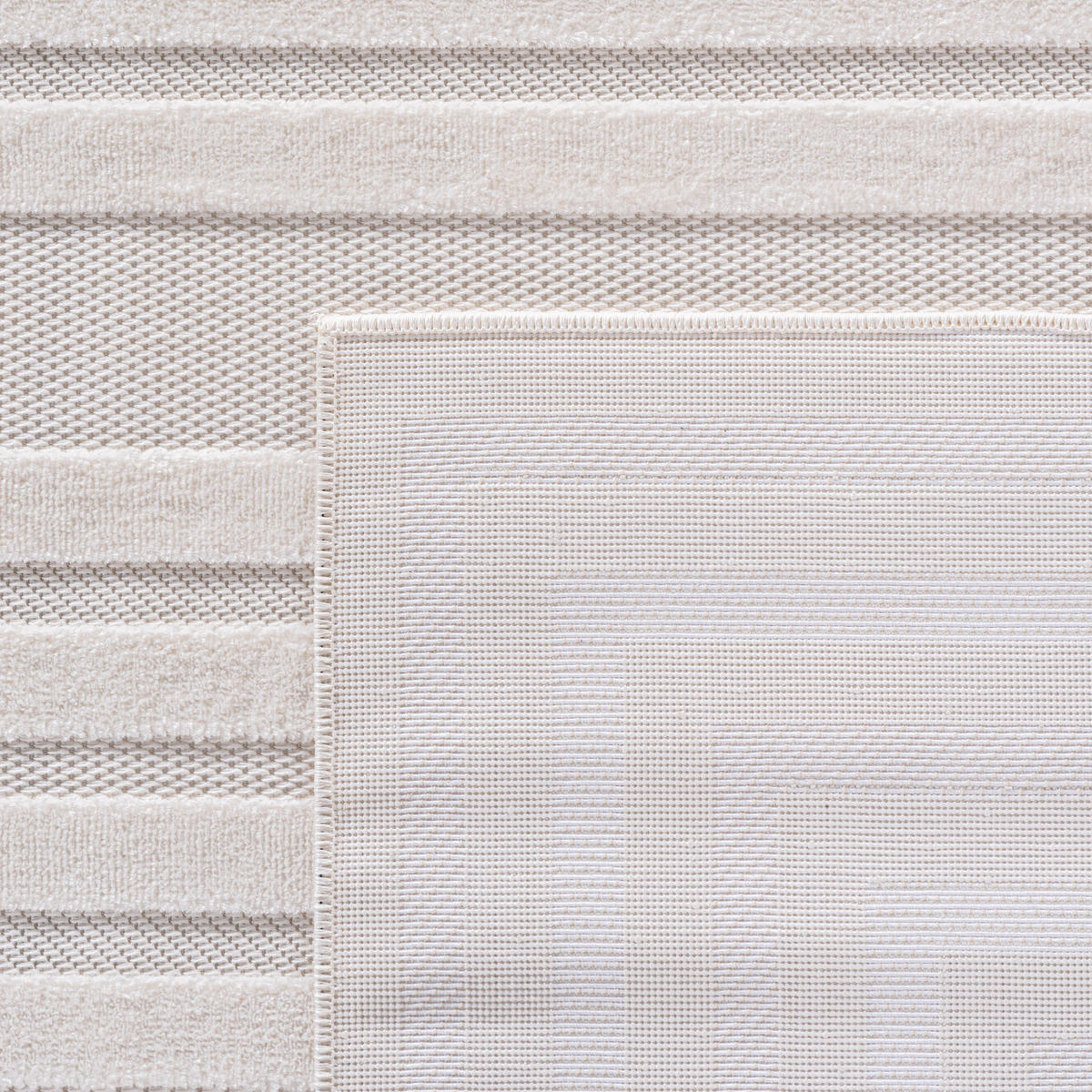 TEPPICH In-/Outdoor Kurzflor 3D-Gitterstruktur Polypropylen Küche Creme Läufer 80x250 - Creme, Textil (80/250cm) - KADIMA DESIGN