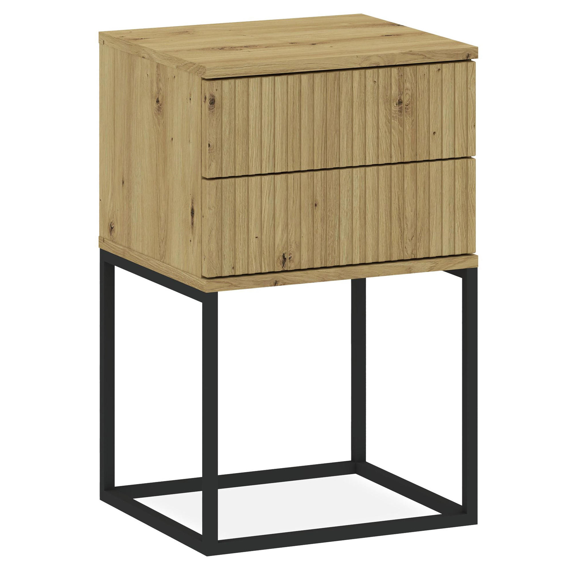 NACHTTISCH RECTUS Nachtschrank, Modern - Eichefarben/Schwarz, Holzwerkstoff (40/65/39cm) - KONSIMO®