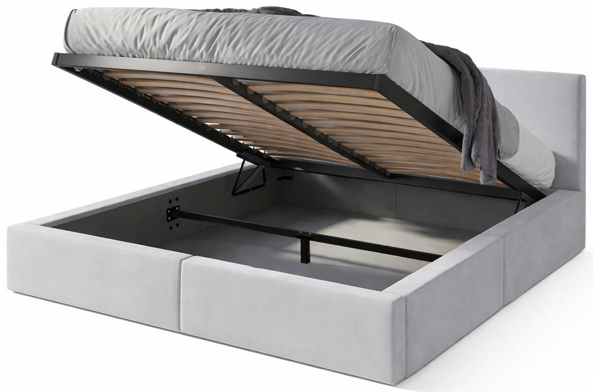 POLSTERBETT Hilton mit Stauraum - Hellgrau, Textil (120/200cm) - Interbeds