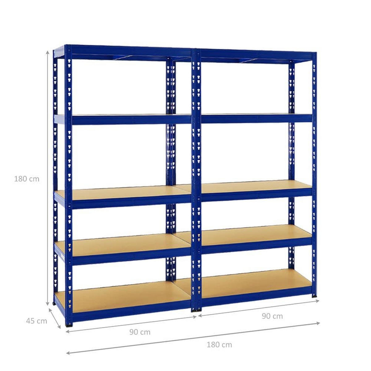 SCHWERLASTREGAL Tiger 2er-Set mit 2x 180x90x45 cm Fachlast 265 kg Blau - Blau, Metall (180/180/45cm) - PROREGAL
