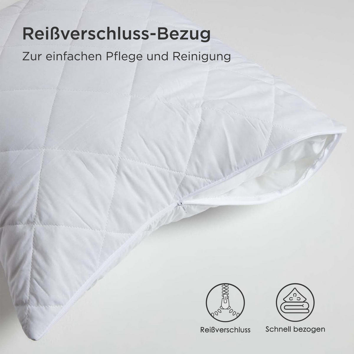 KISSENSCHONER gesteppt 65/65 cm, 4er-Set, mit Reißverschluss - Weiß, Textil (65/65cm) - Homescapes