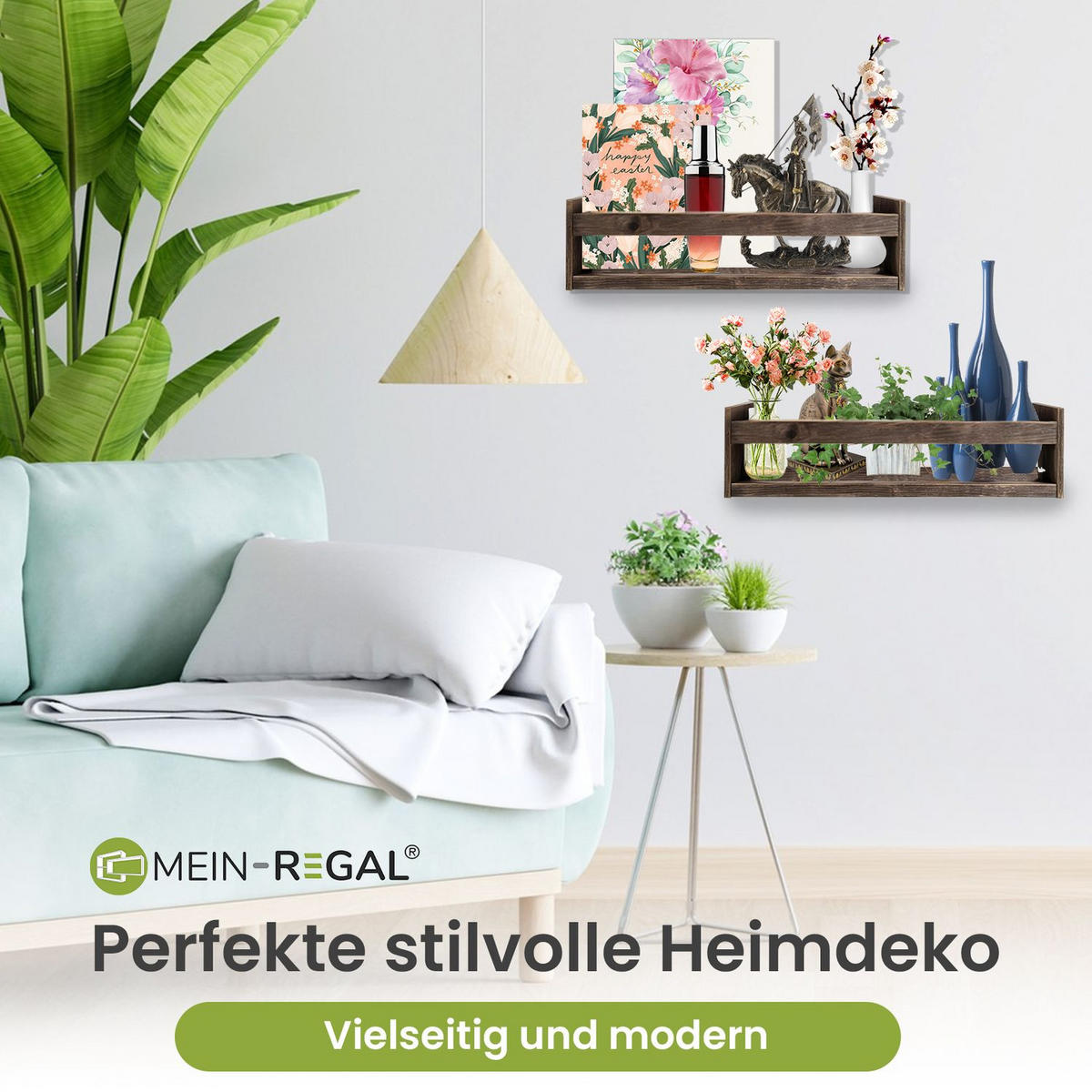 WANDREGAL ALMA Massivholz 2er-Set - Braun, Holzwerkstoff (12/10/42cm) - Mein-Regal