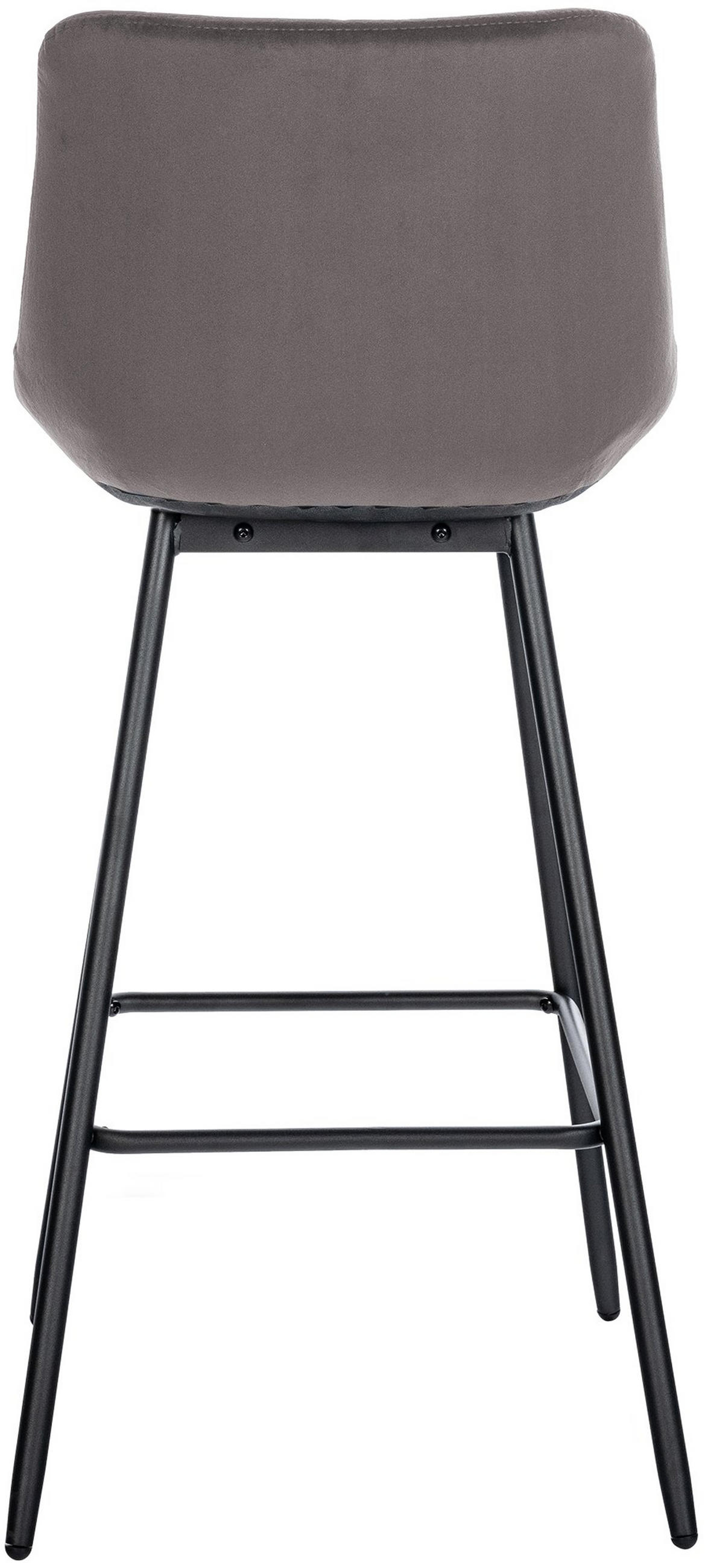 BARHOCKER Welton Samt grau - Schwarz/Grau, Textil/Metall (49/104/56cm) - TPFLiving