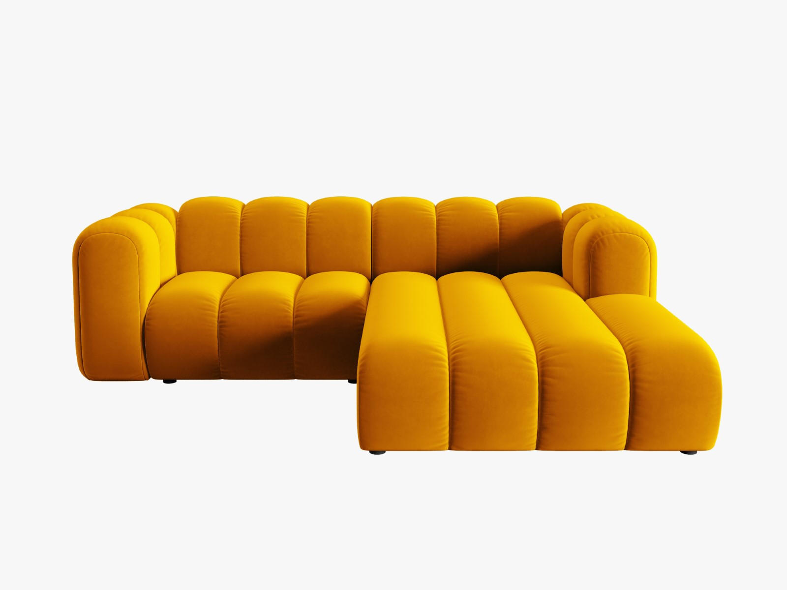 ECKSOFA modular rechts Lupine aus Samt gelb 3 Sitzplätze - Gelb, Textil (177/230cm) - Micadoni
