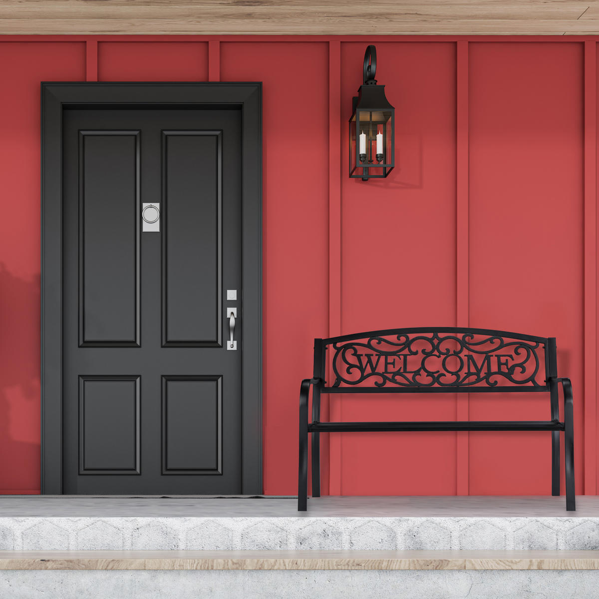 GARTENBANK - Schwarz, Metall (127/87/61cm) - Relaxdays