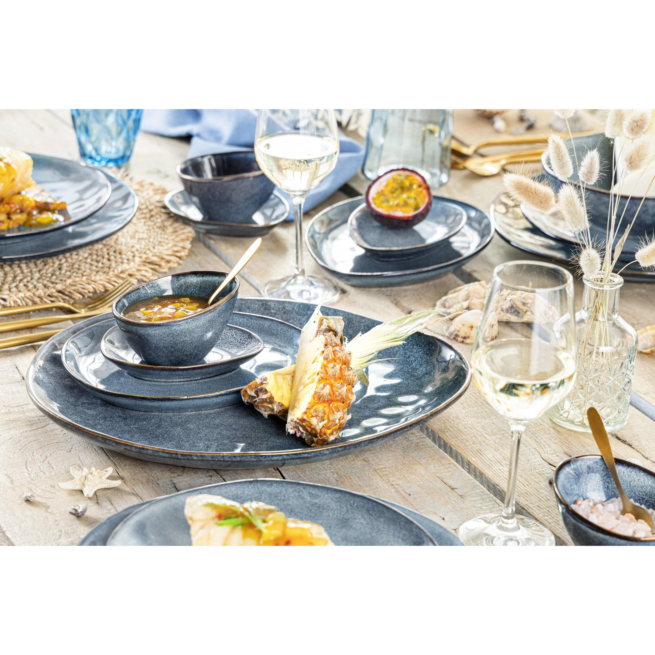 KOMBISERVICE DARWIN - 23 teilig aus Steingut - Blau, Stein (33/5.5/33cm) - Sänger