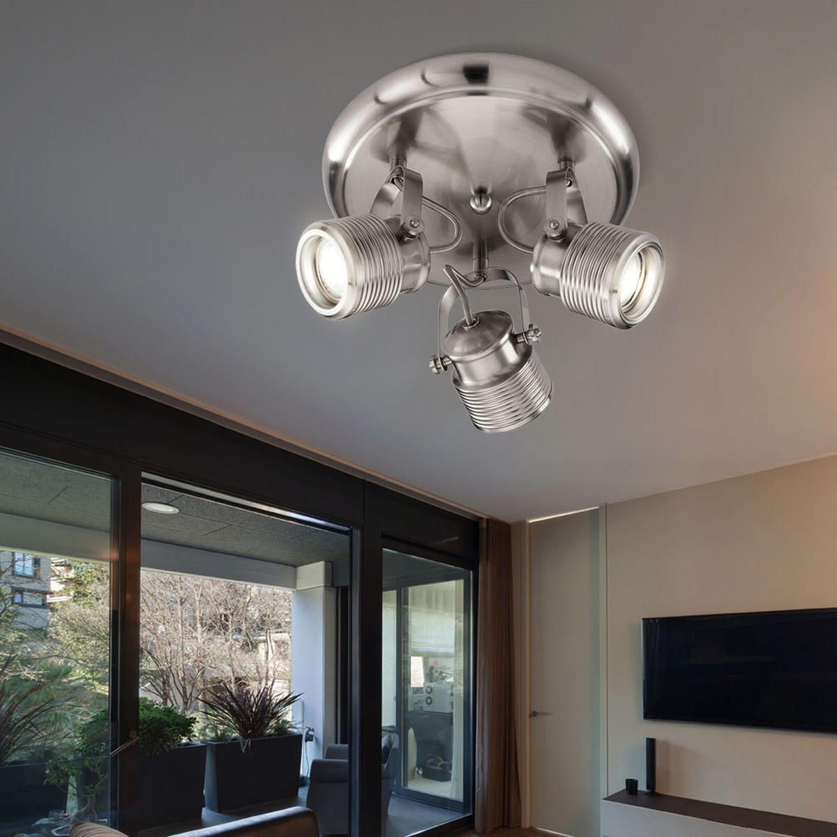 LED DECKENLEUCHTE Nickel-matt Silber - Silberfarben, Metall (25/15/25cm)