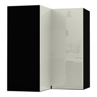 ECKHÄNGESCHRANK Florence W12/60 Schwarz / RAL 1013 perlweiß HG 60 / 60 / 72cm - Vordertür links - Weiß Hochglanz/Schwarz, Holz/Holzwerkstoff (72/60/60cm) - Feldmann-Wohnen