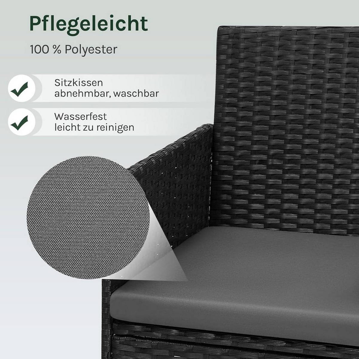 GARTENMÖBEL-SET Sicherheitsglas, Schwarz - Schwarz, Glas/Kunststoff - Woltu