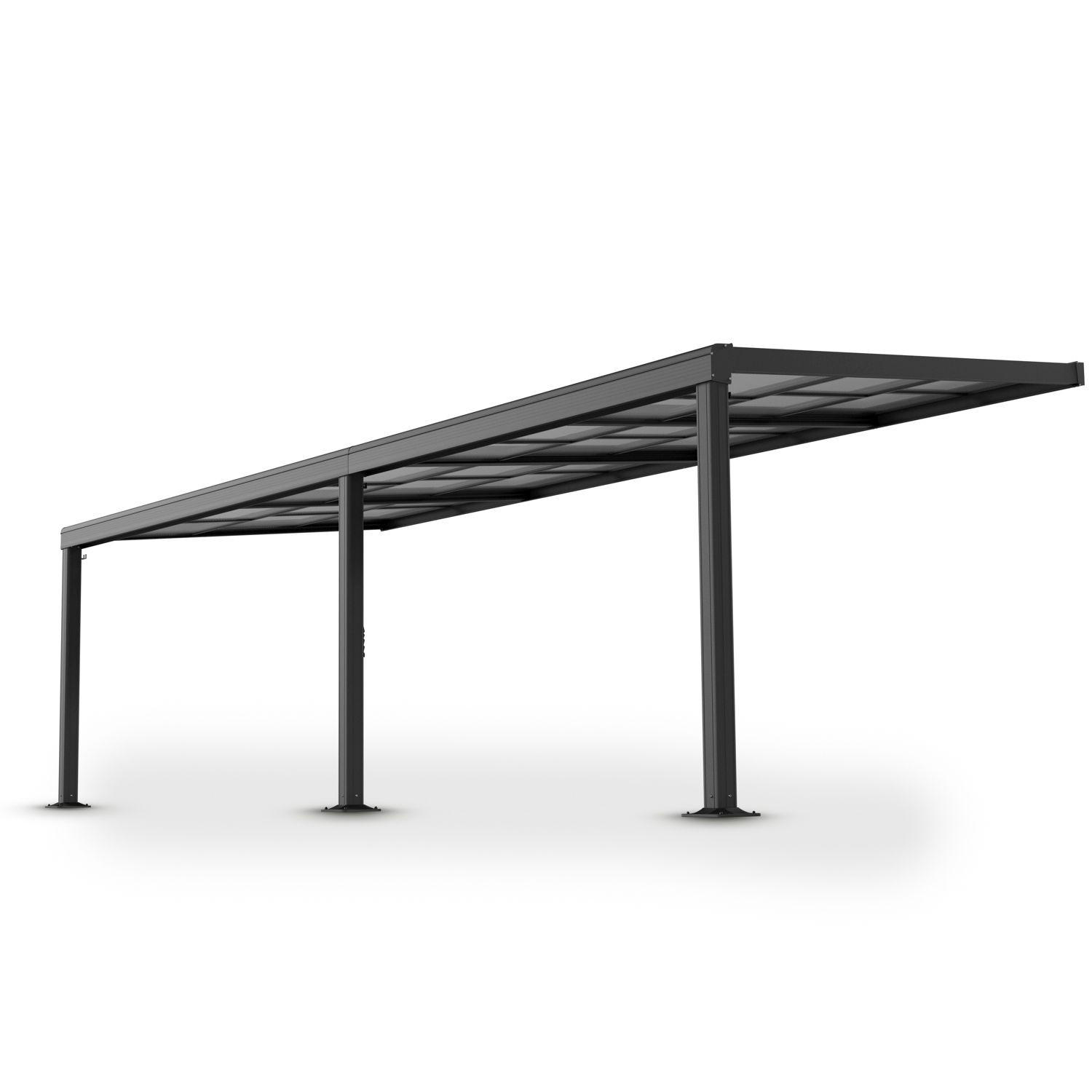 TERASSENDACH Jakarta 6x3m dunkelgrau mit Polycarbonatplatten - Dunkelgrau, Metall (300/254/600cm) - Juskys