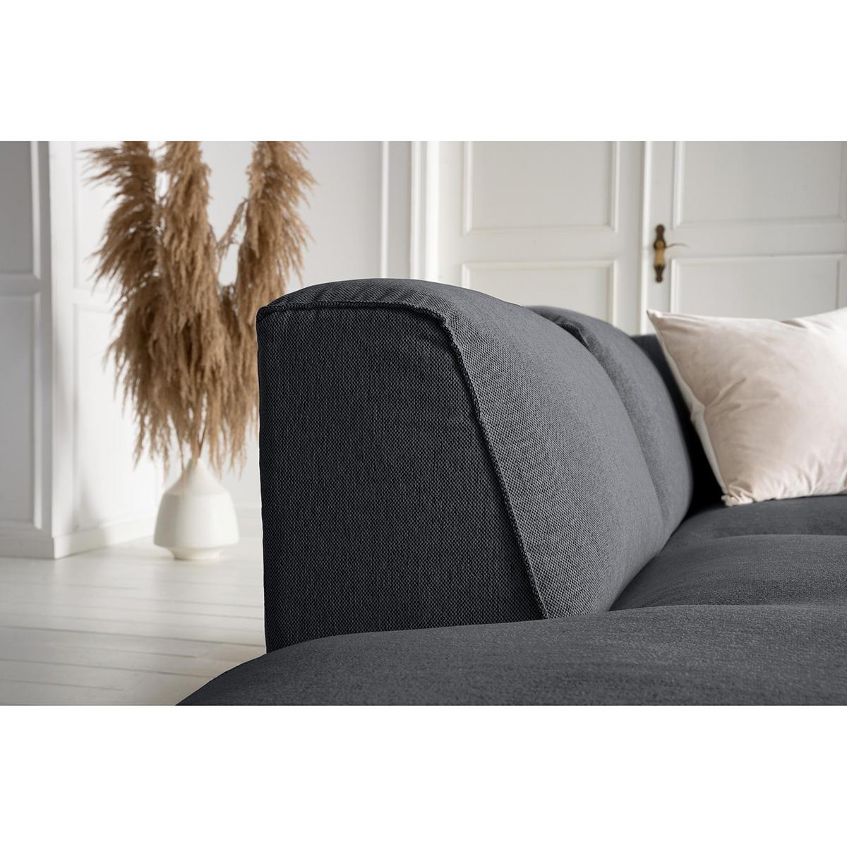 WOHNLANDSCHAFT mit Longchair - Schwarz/Grau, Kunststoff/Textil (325/71/235cm) - home24