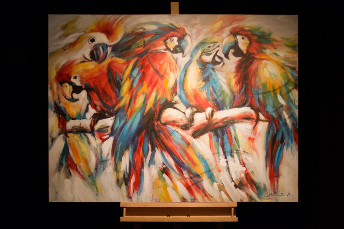 RUČNE MAĽOVANÝ AKRYLOVÝ OBRAZ 100/75 cm, viacfarebný, figurálny motív - viacfarebná, drevo/textil (100/75cm) - KUNSTLOFT