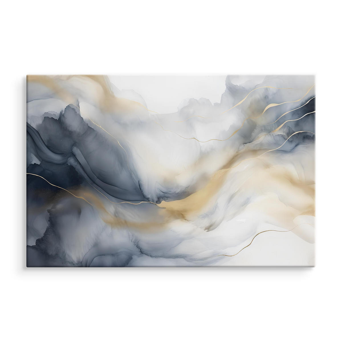 LEINWANDBILD Marmor Muster Malarei 100x70 - Blau/Beige, Textil (100/70cm) - Muralo
